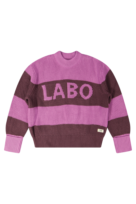 Gebreide roze streep trui Labo