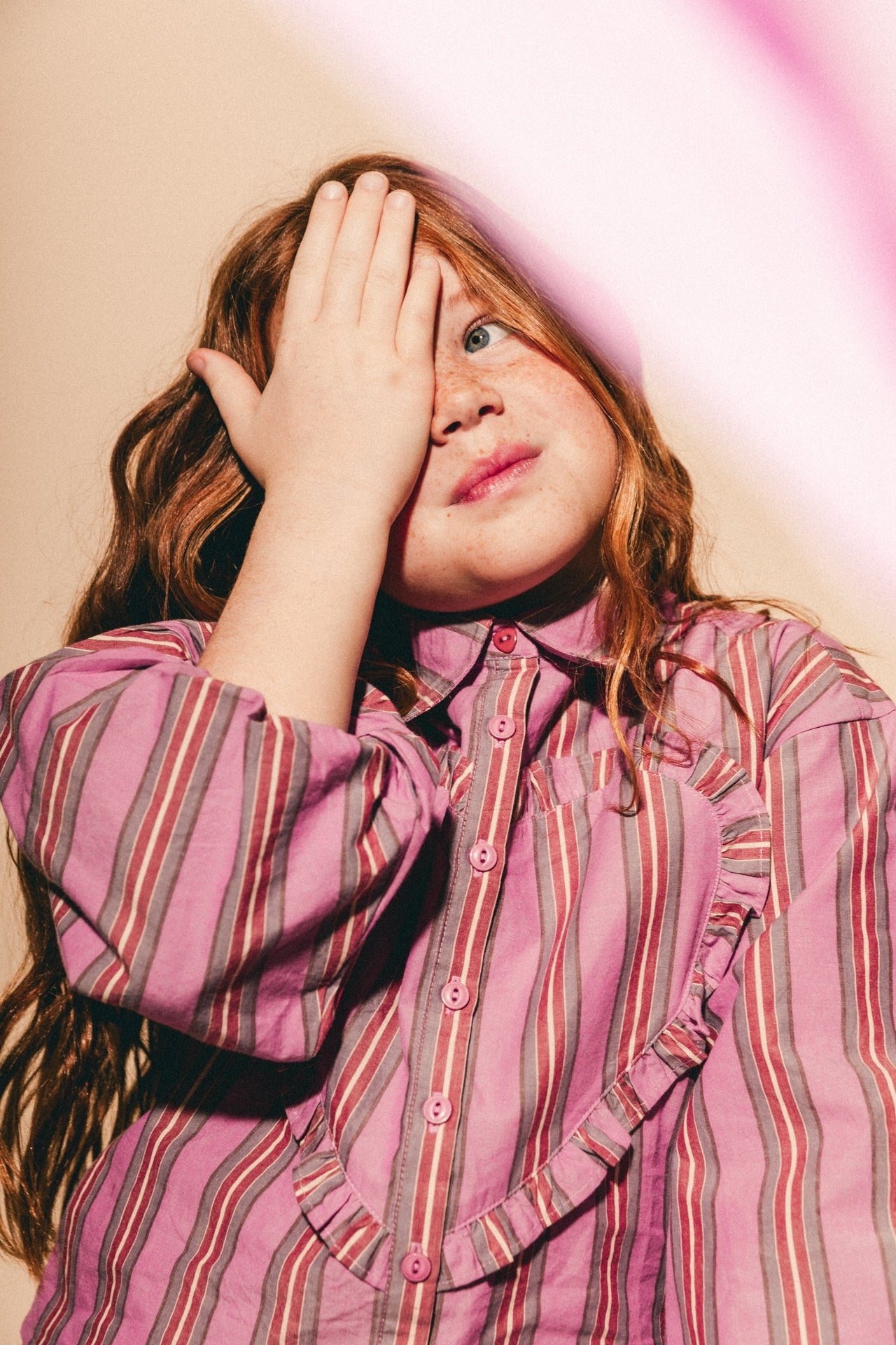 Streep blouse met ruffle hart Ayase