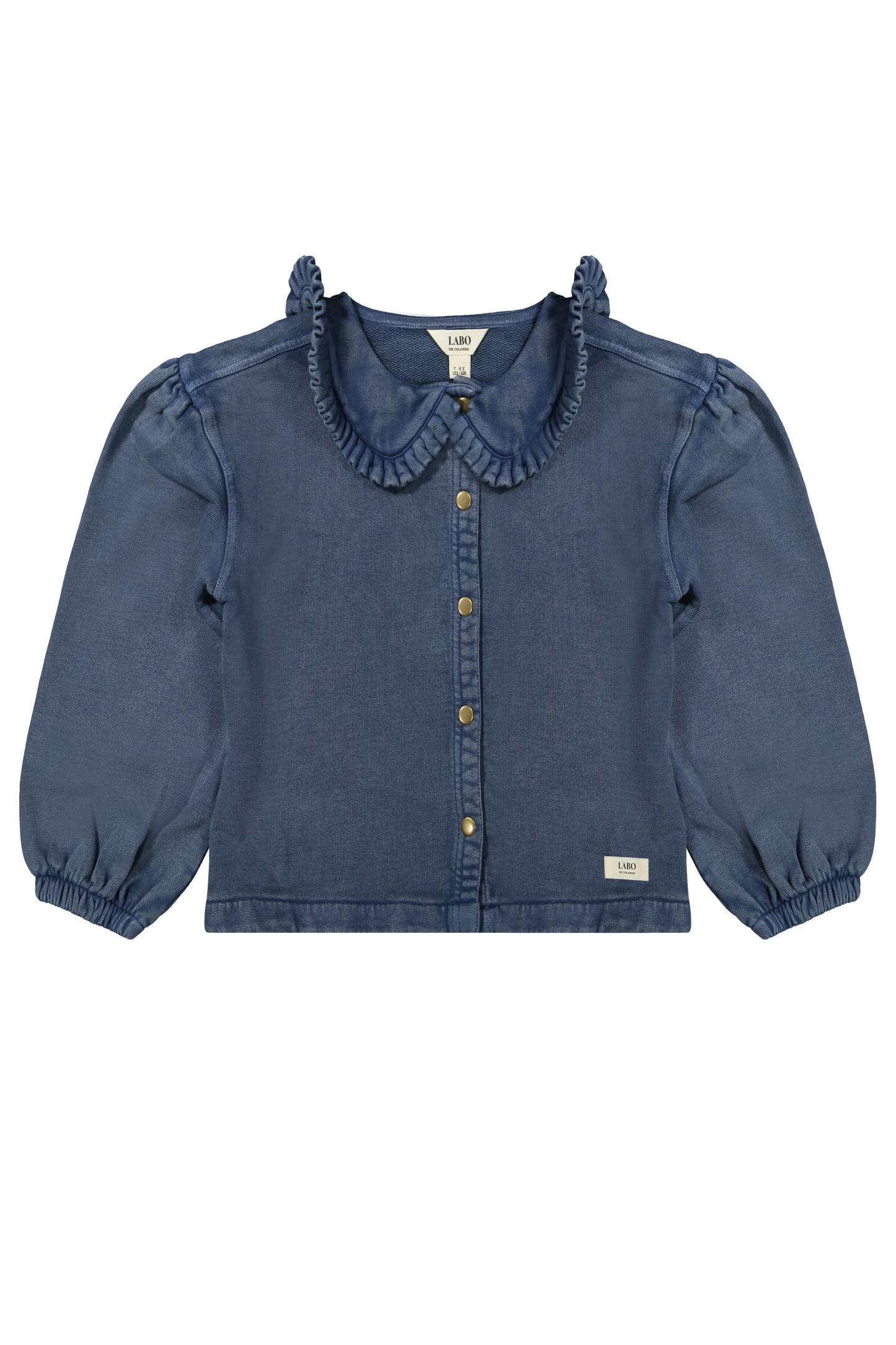 Denim sweat blouse met kraag Mea