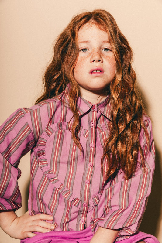 Streep blouse met ruffle hart Ayase